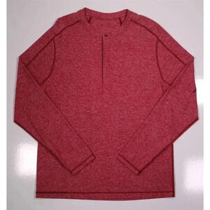 Lululemon Heather Pink Surge 1/4 Button Front Henley Long Sleeve Pullover~ M